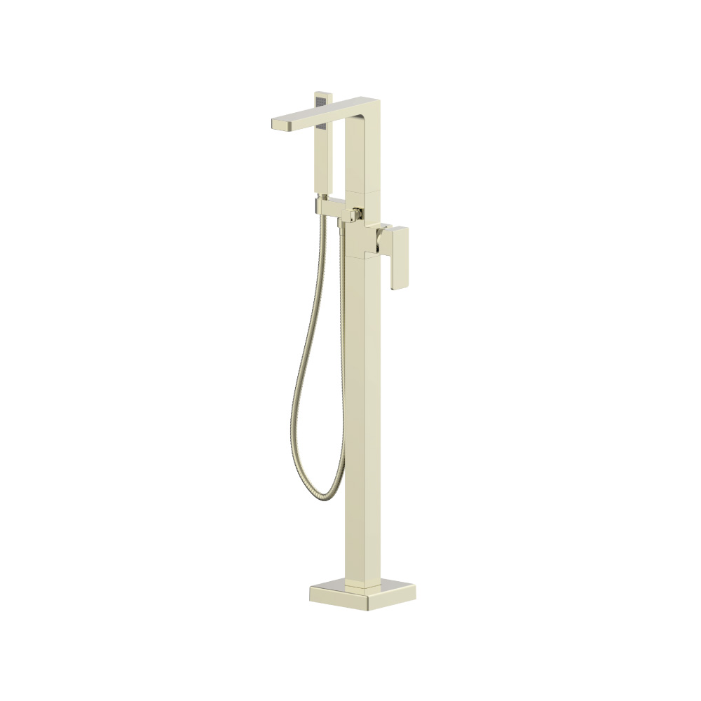 Freestanding Floor Mount Bathtub / Tub Filler With Hand Shower | Polished Nickel PVD