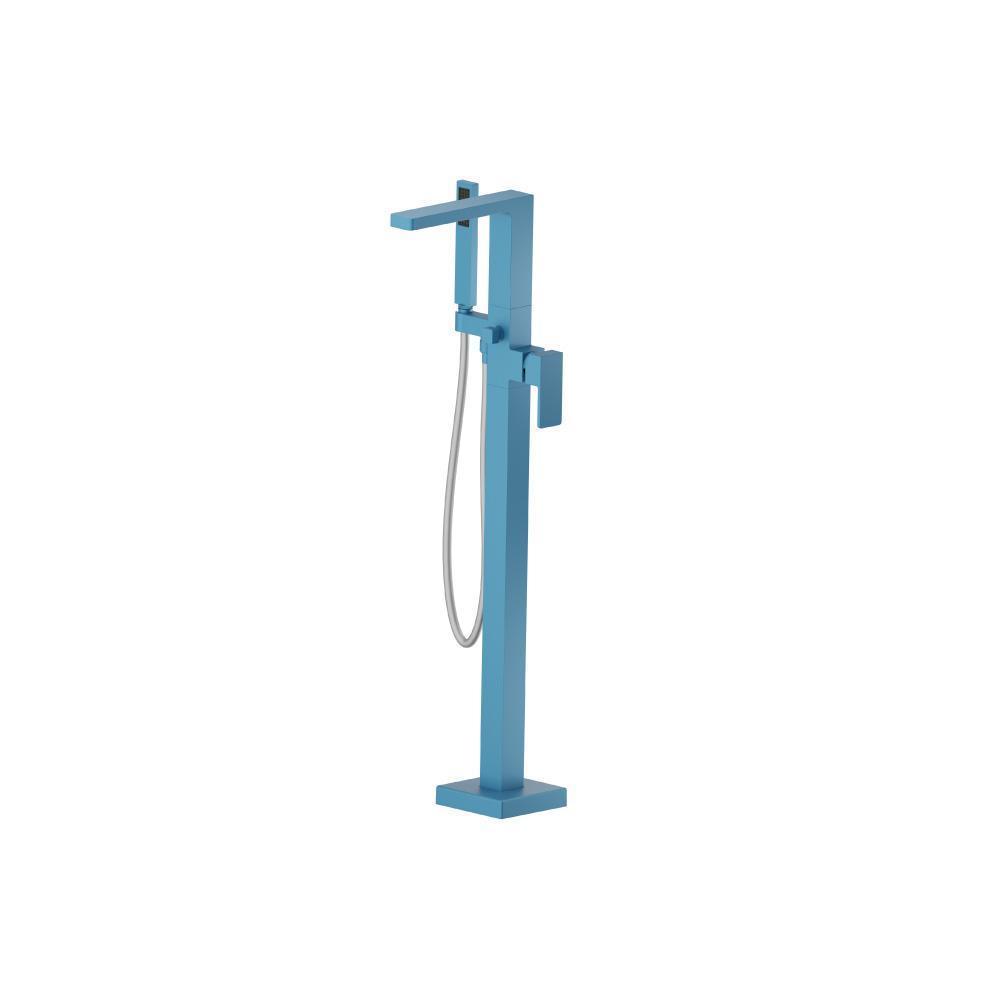 Freestanding Floor Mount Bathtub / Tub Filler With Hand Shower | Sky Blue