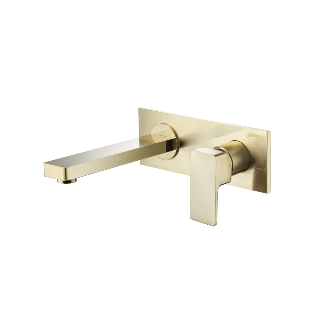 Single Handle Wall Mounted Bathroom Faucet | Satin Brass PVD