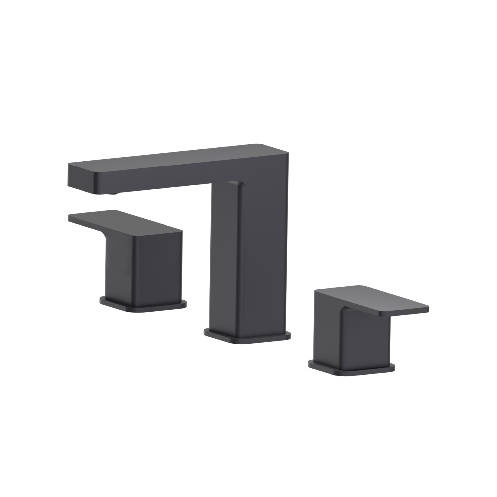 Three Hole 8" Widespread Two Handle Bathroom Faucet | Dark Grey