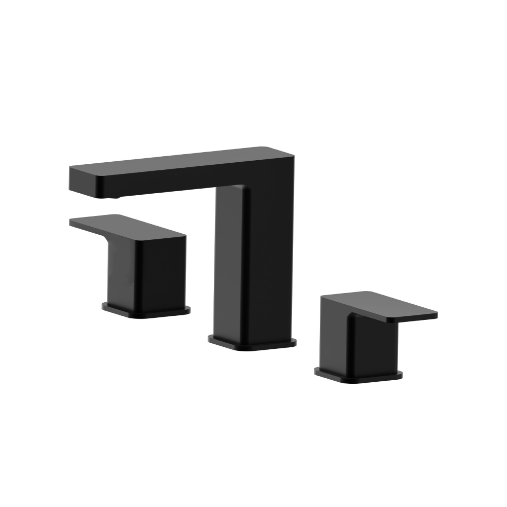 Three Hole 8" Widespread Two Handle Bathroom Faucet | Gloss Black