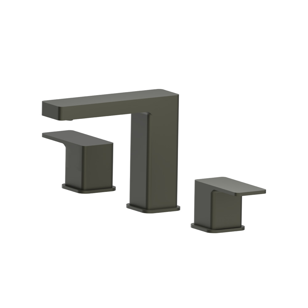 Three Hole 8" Widespread Two Handle Bathroom Faucet | Gun Metal Grey