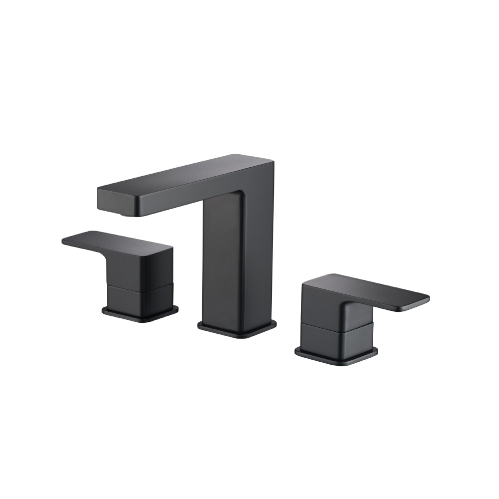 Three Hole 8" Widespread Two Handle Bathroom Faucet | Matte Black