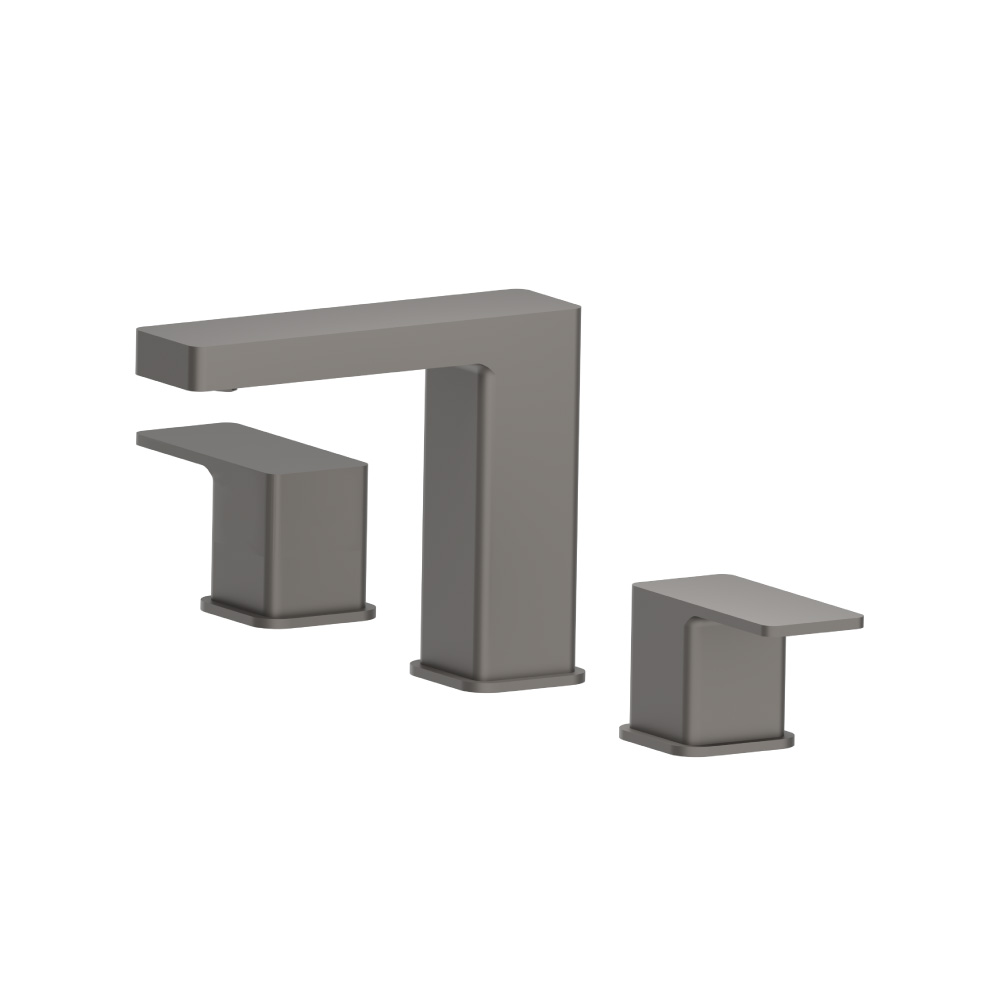 Three Hole 8" Widespread Two Handle Bathroom Faucet | Steel Grey