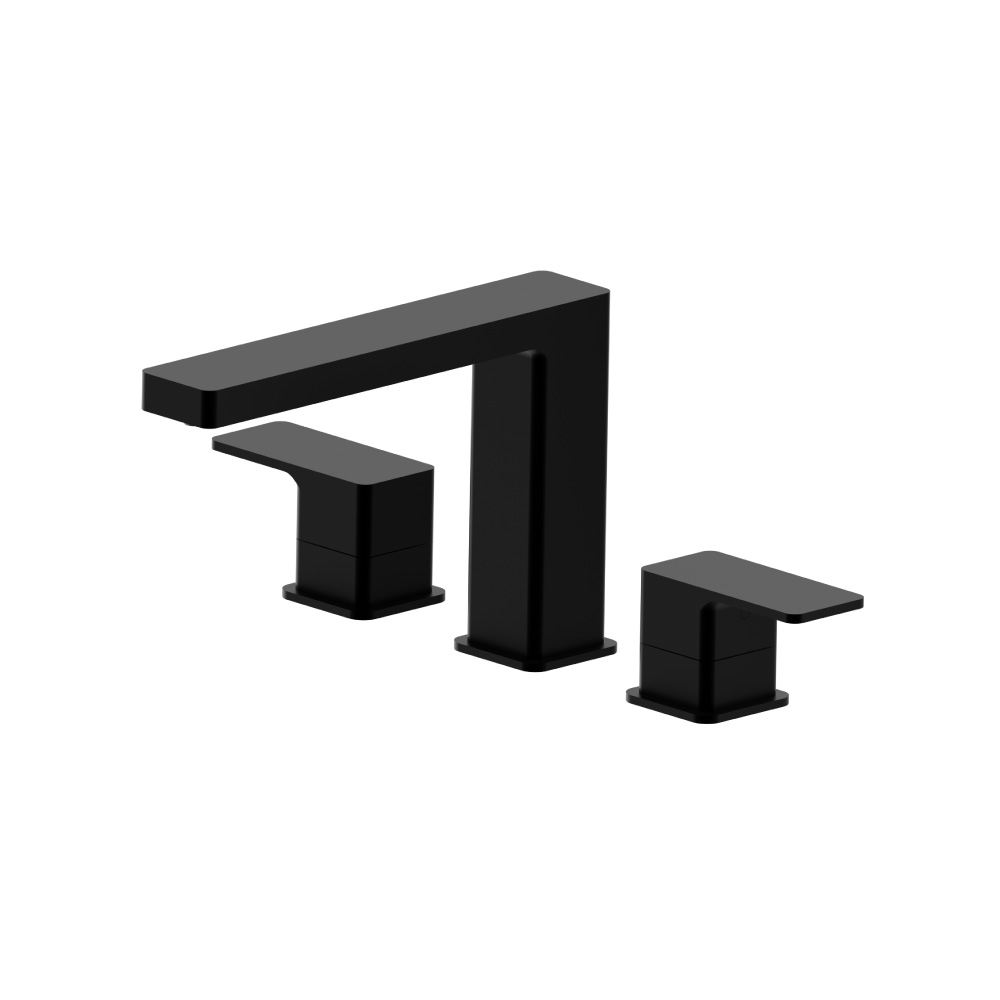 3 Hole Deck Mount Roman Tub Faucet | Gloss Black