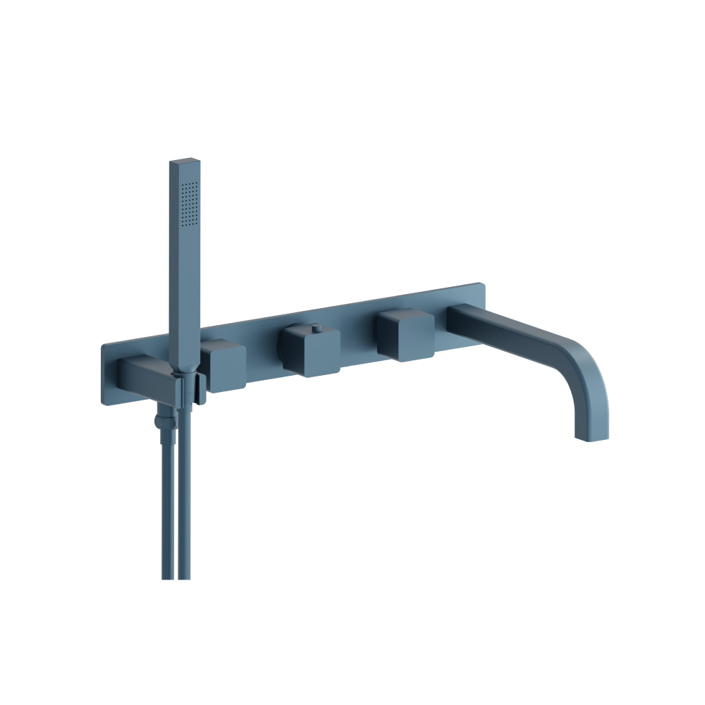 Wall Mount Tub Filler With Hand Shower | Blue Platinum