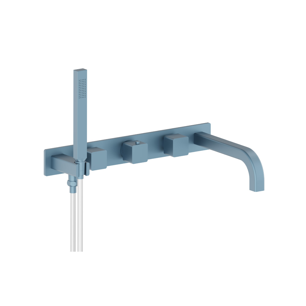 Wall Mount Tub Filler With Hand Shower | Blue Platinum