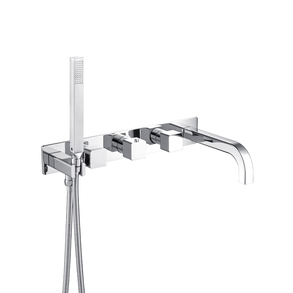 Wall Mount Tub Filler With Hand Shower | Brushed Nickel PVD