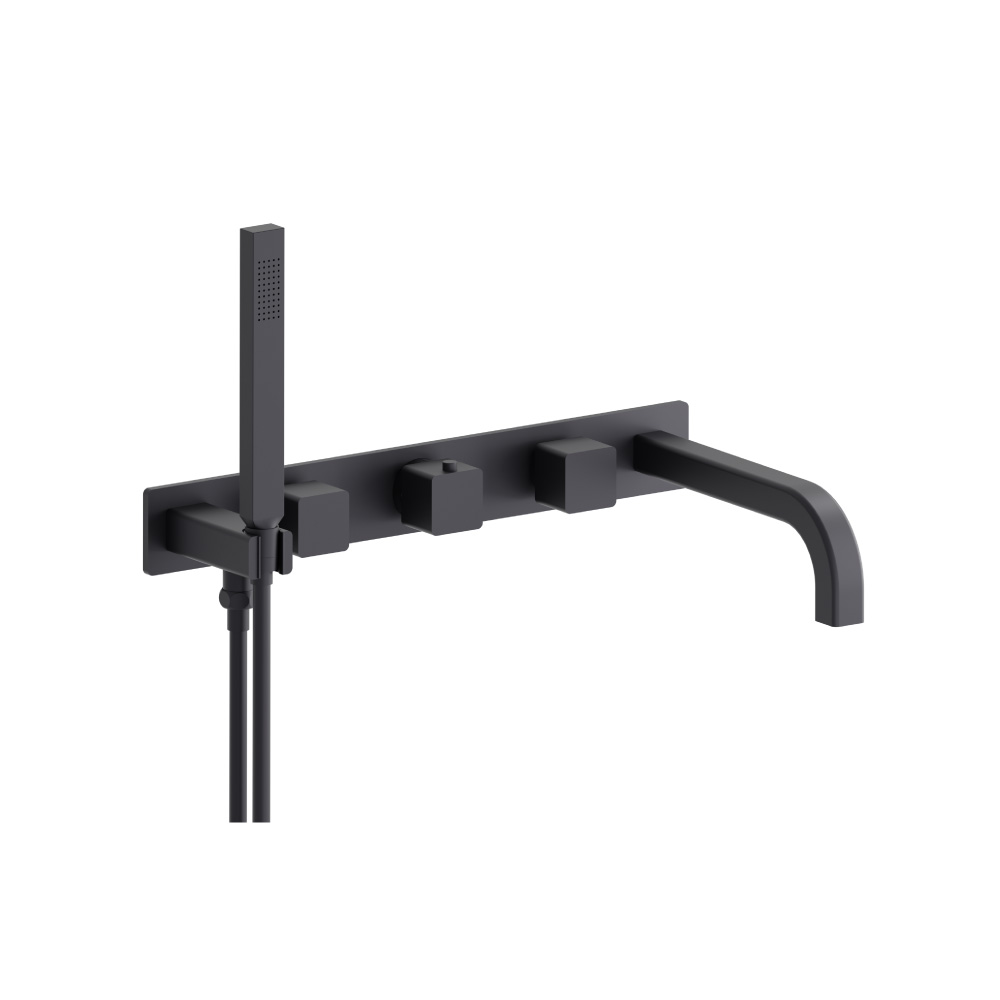 Wall Mount Tub Filler With Hand Shower | Dark Grey