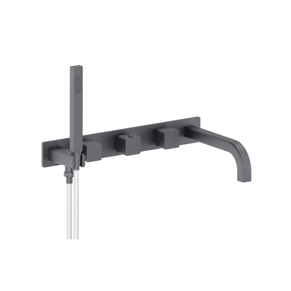 Wall Mount Tub Filler With Hand Shower | Dark Grey