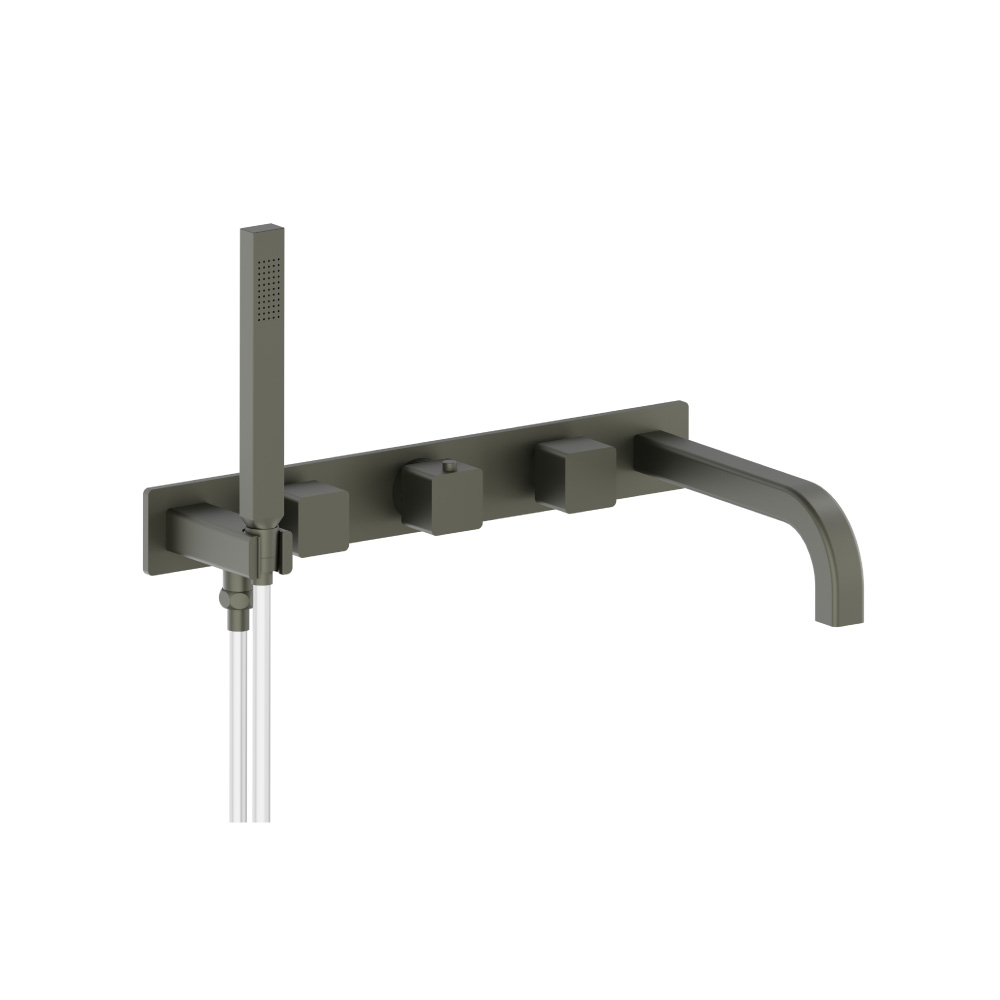 Wall Mount Tub Filler With Hand Shower | Dark Green