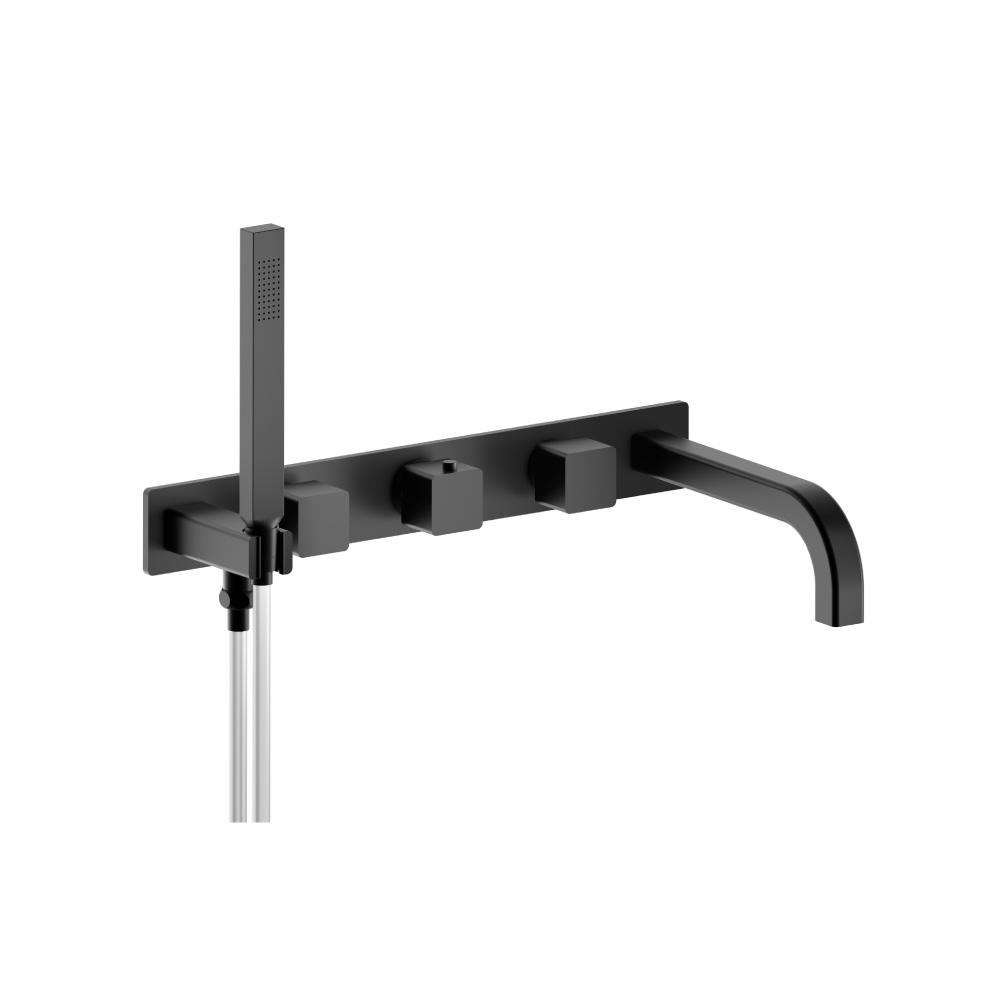 Wall Mount Tub Filler With Hand Shower | Gloss Black