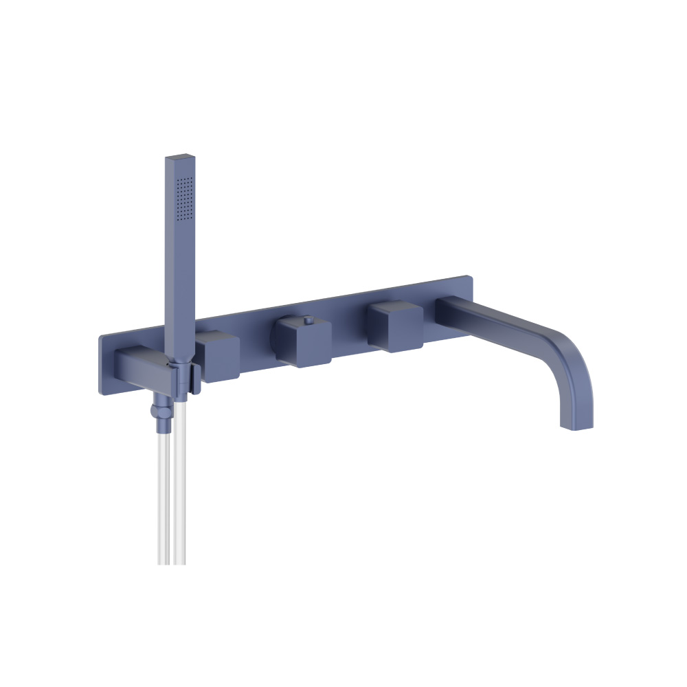 Wall Mount Tub Filler With Hand Shower | Navy Blue