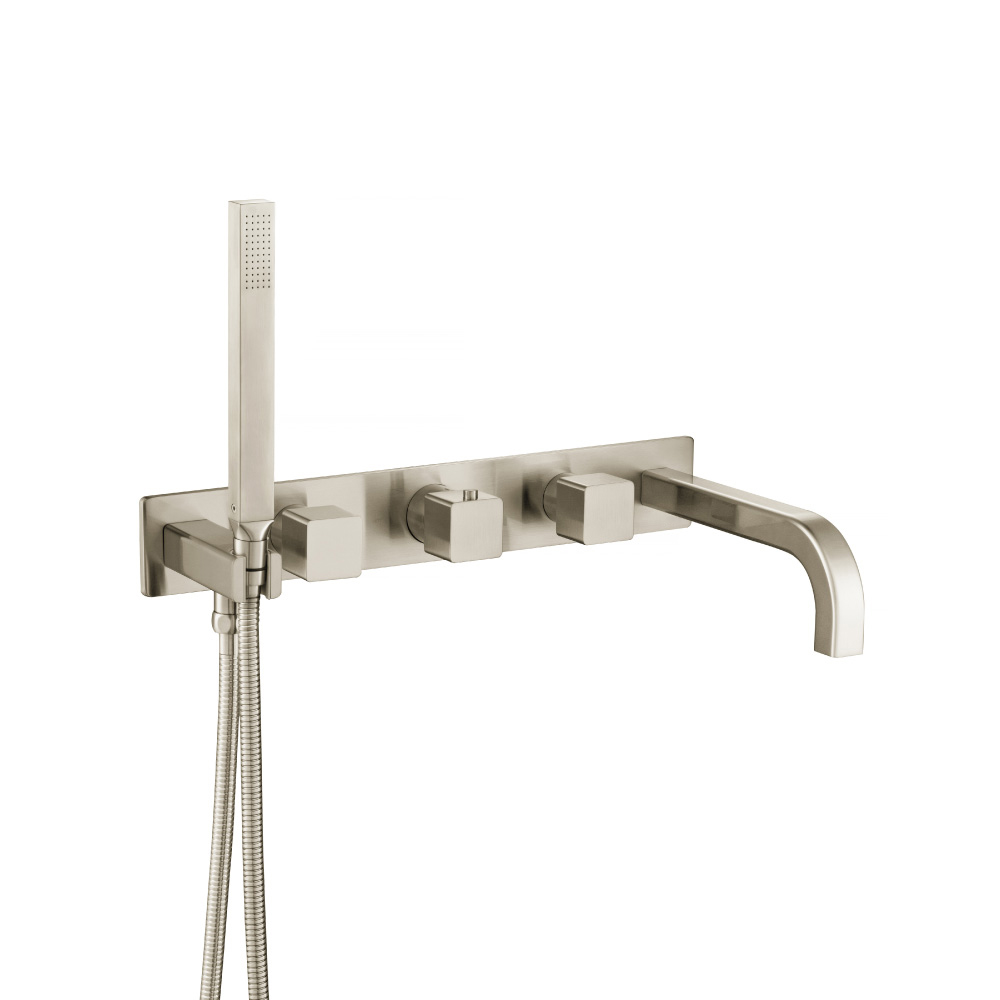 Wall Mount Tub Filler With Hand Shower | Brushed Nickel PVD