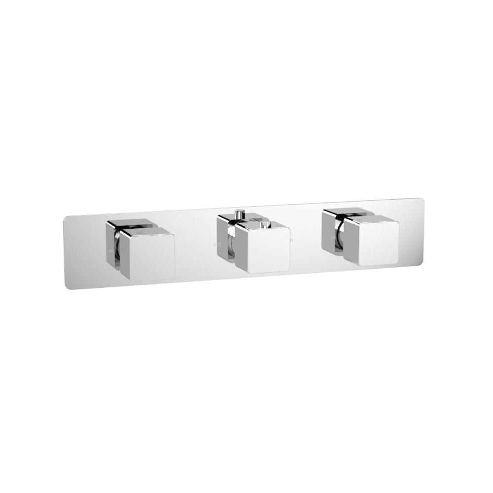 3/4" Horizontal Thermostatic Valve with 2 Volume Controls &  Trim | Chrome