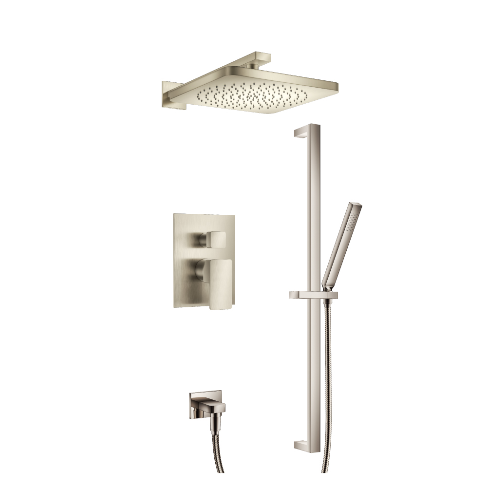 Two Output Shower Set With Shower Head, Hand Held And Slide Bar | Brushed Nickel PVD