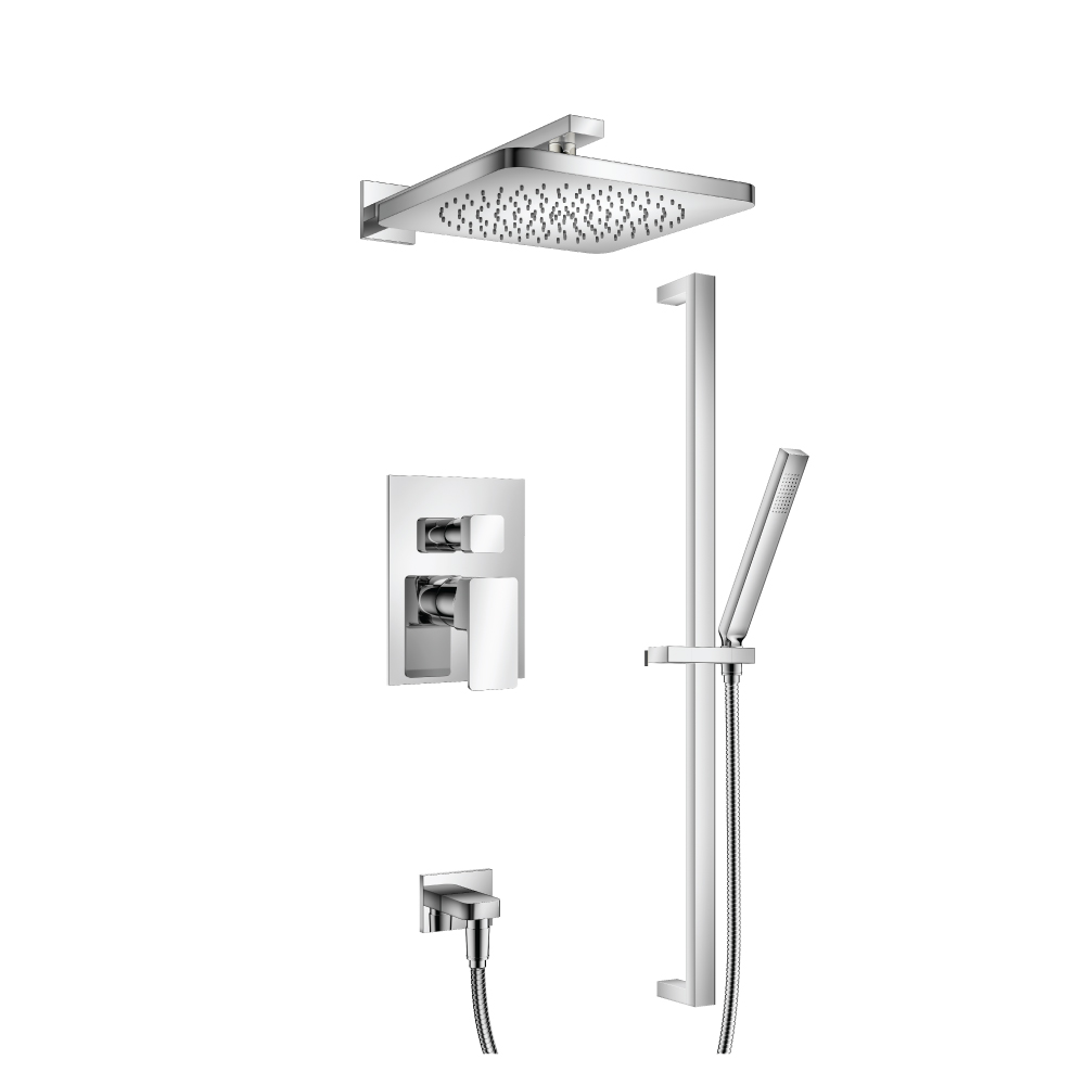 Two Output Shower Set With Shower Head, Hand Held And Slide Bar | Chrome