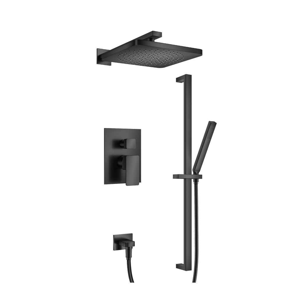 Two Output Shower Set With Shower Head, Hand Held And Slide Bar | Matte Black