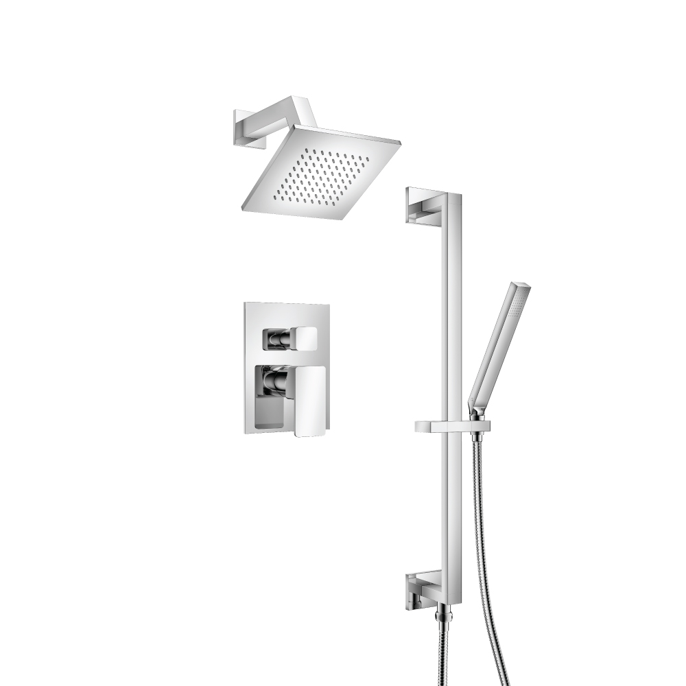 Two Output Shower Set With Shower Head, Hand Held And Slide Bar | Chrome