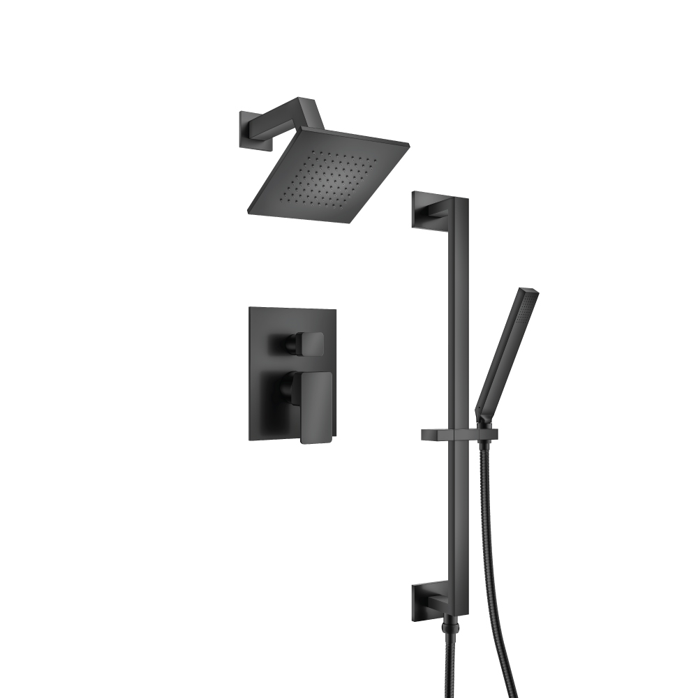 Two Output Shower Set With Shower Head, Hand Held And Slide Bar | Matte Black