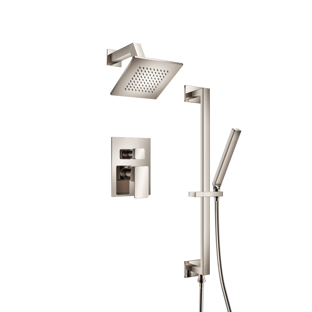 Two Output Shower Set With Shower Head, Hand Held And Slide Bar | Polished Nickel PVD