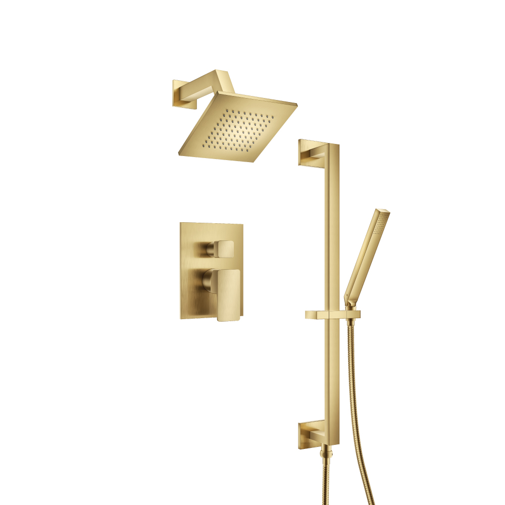 Two Output Shower Set With Shower Head, Hand Held And Slide Bar | Satin Brass PVD