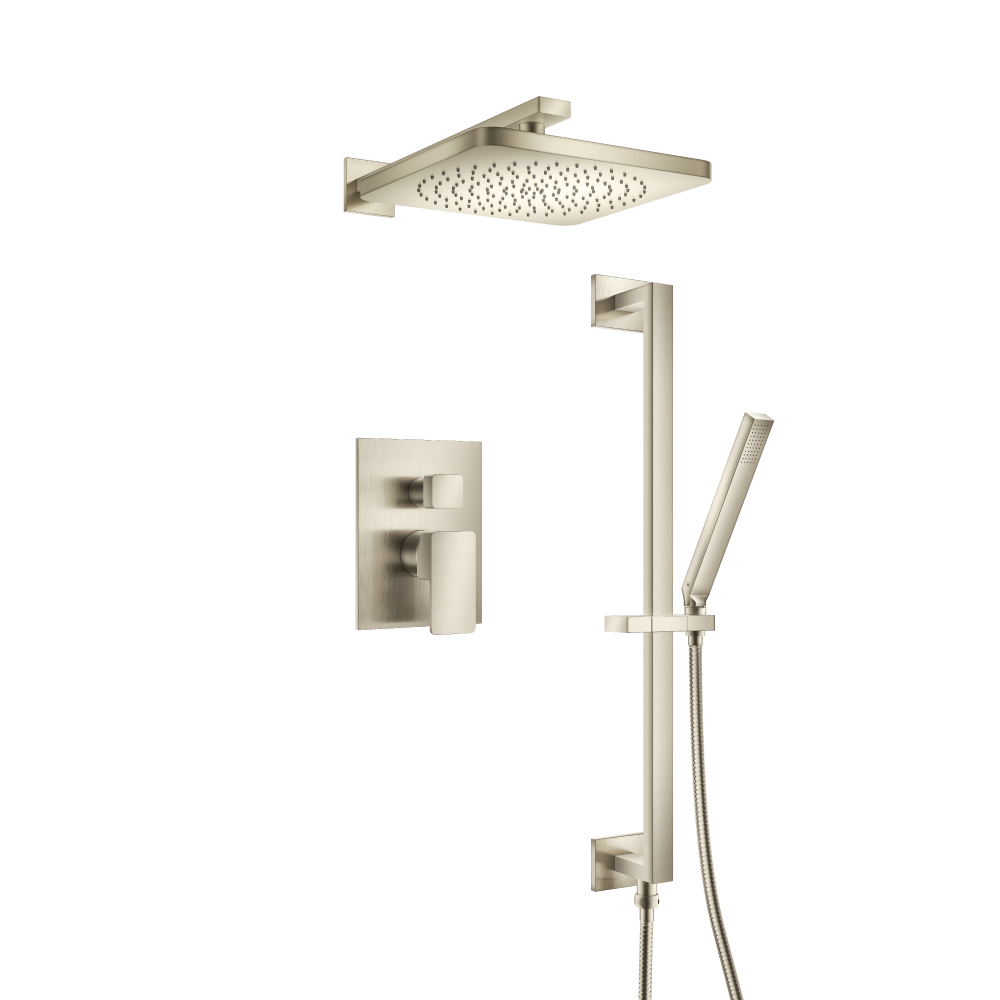 Two Output Shower Set With Shower Head, Hand Held And Slide Bar | Brushed Nickel PVD