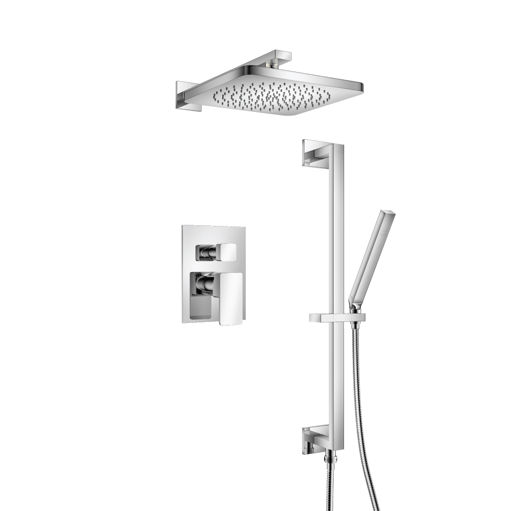 Two Output Shower Set With Shower Head, Hand Held And Slide Bar | Chrome