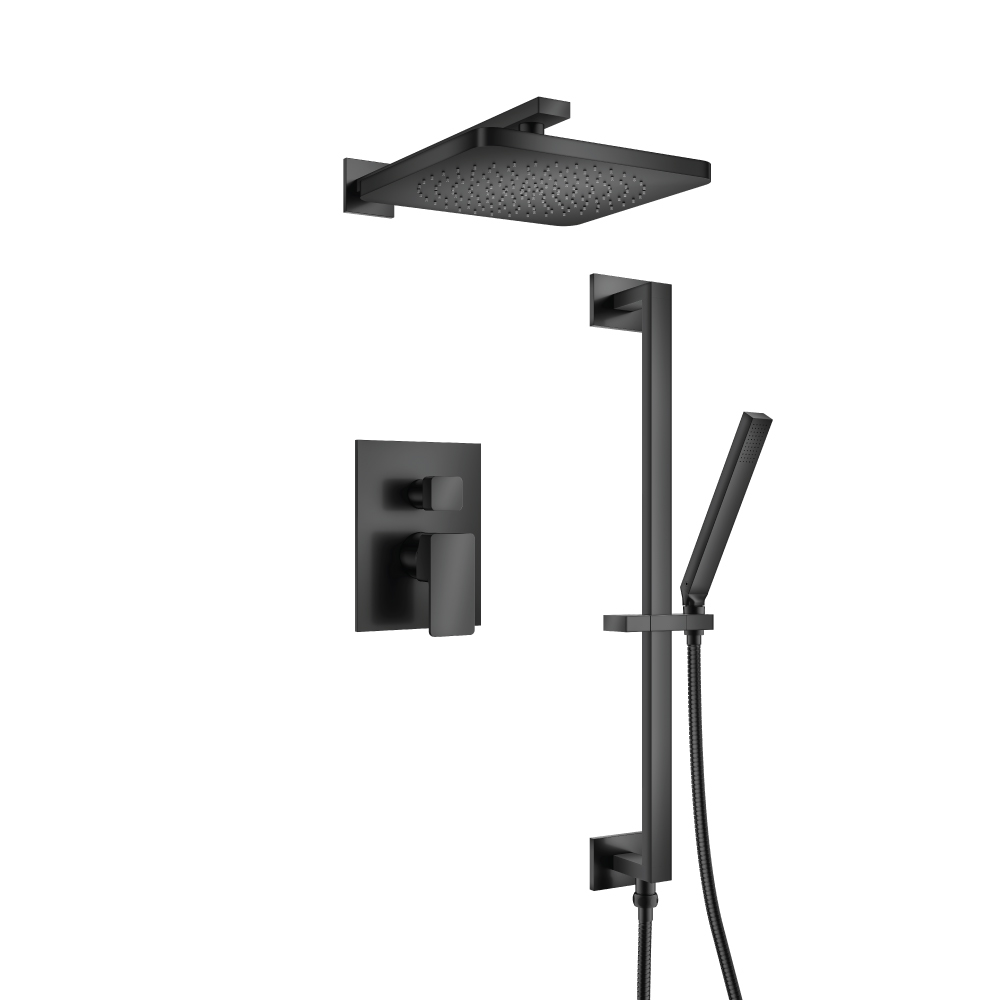 Two Output Shower Set With Shower Head, Hand Held And Slide Bar | Matte Black