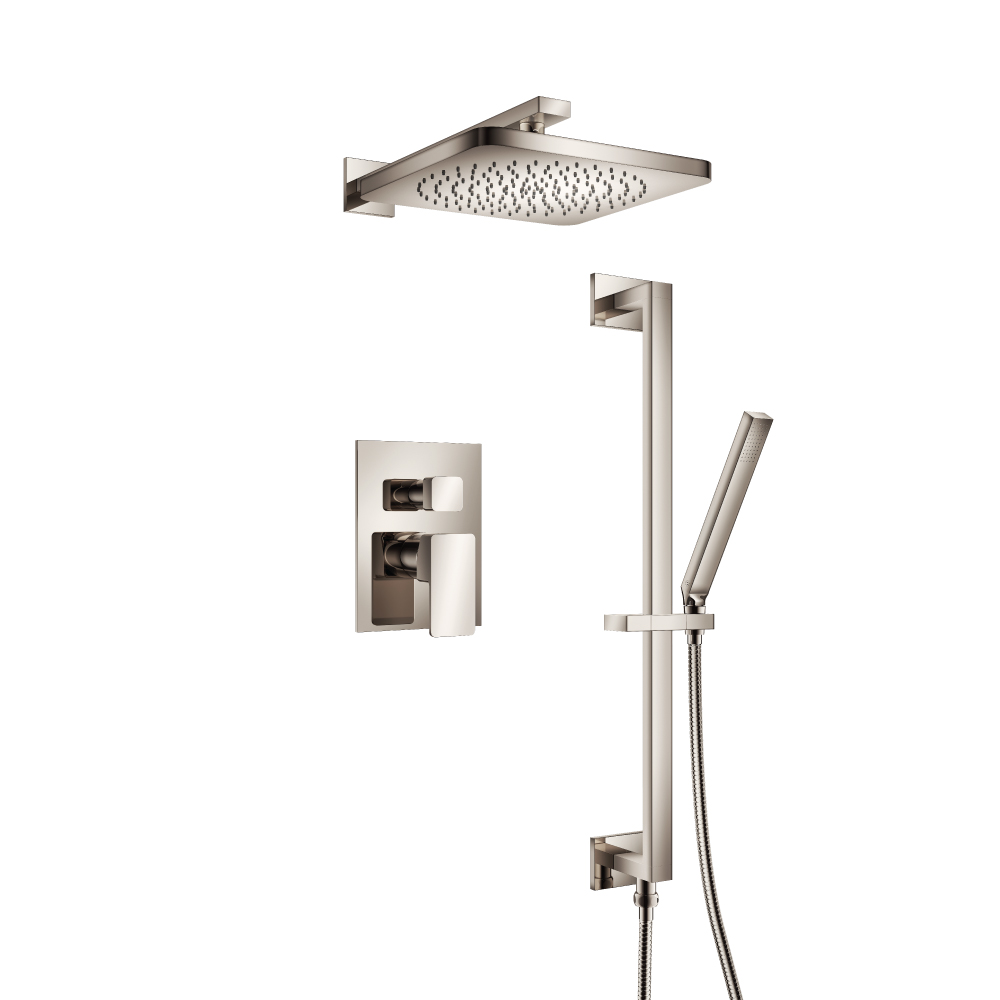 Two Output Shower Set With Shower Head, Hand Held And Slide Bar | Polished Nickel PVD