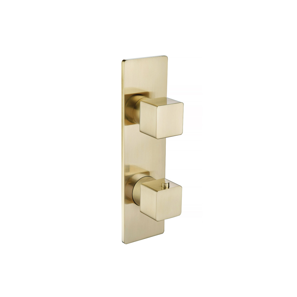 3/4" Thermostatic Shower Valve & Trim  - 3-Output | Satin Brass PVD