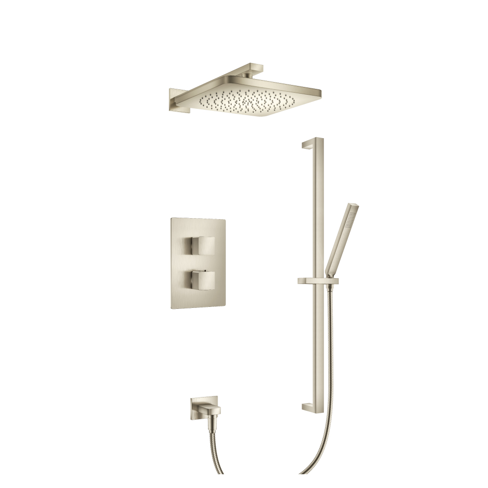 Two Output Shower Set With Shower Head, Hand Held And Slide Bar | Brushed Nickel PVD