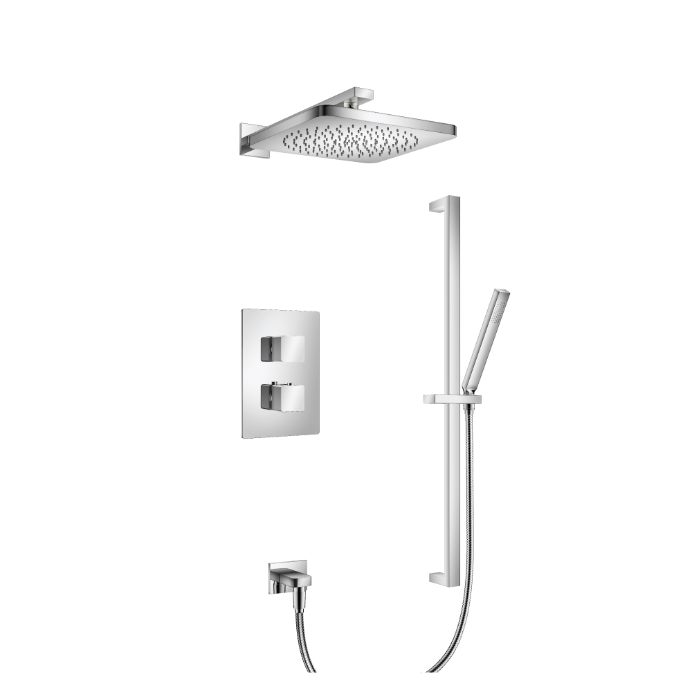 Two Output Shower Set With Shower Head, Hand Held And Slide Bar | Chrome