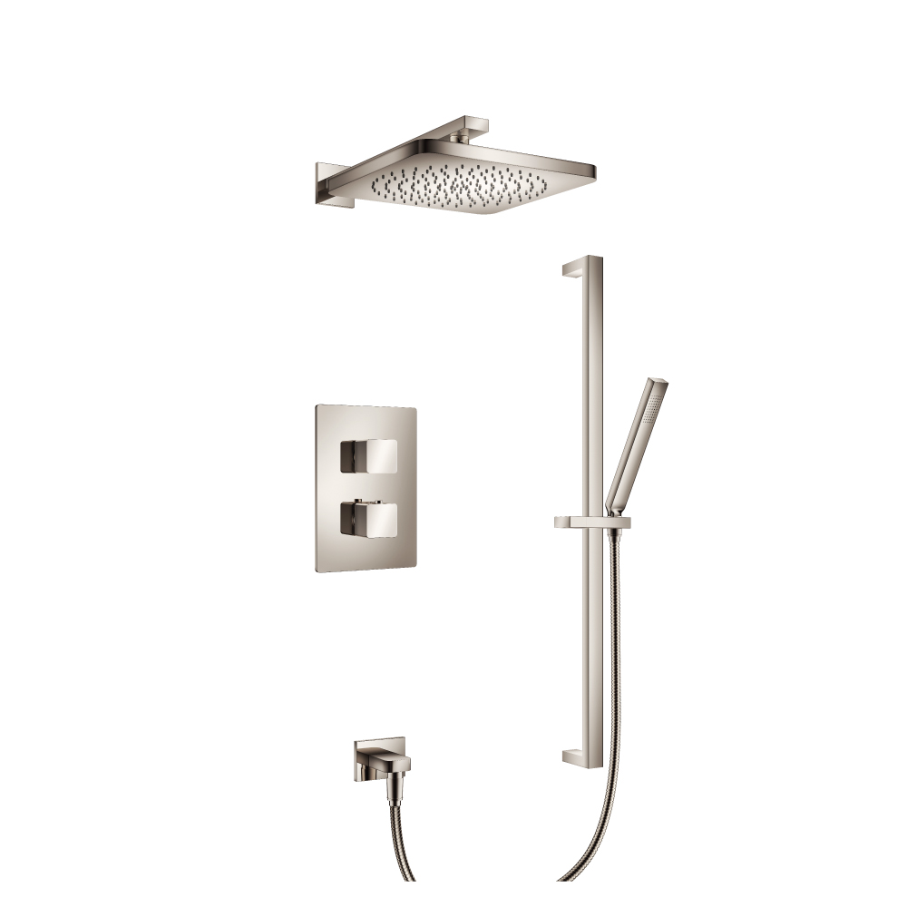 Two Output Shower Set With Shower Head, Hand Held And Slide Bar | Polished Nickel PVD