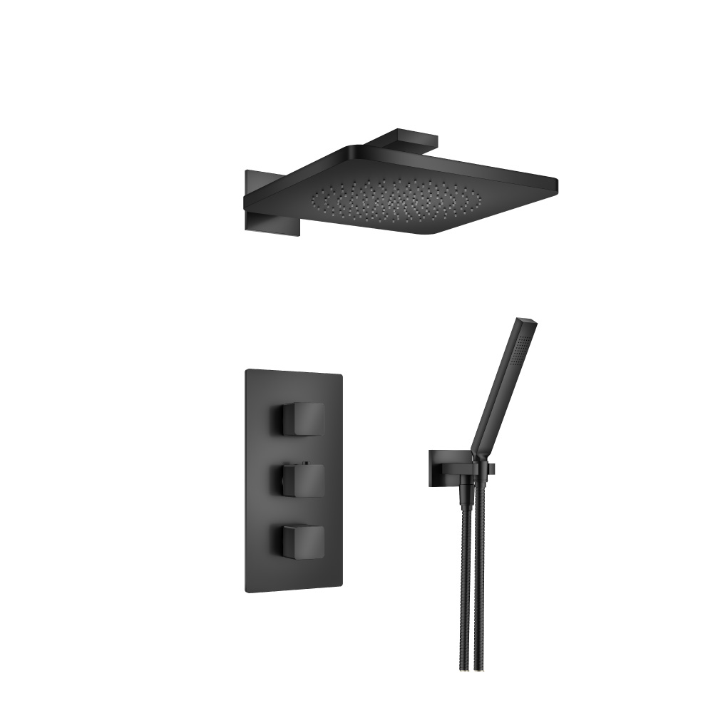 Two Output Shower Set With Shower Head And Hand Held | Matte Black