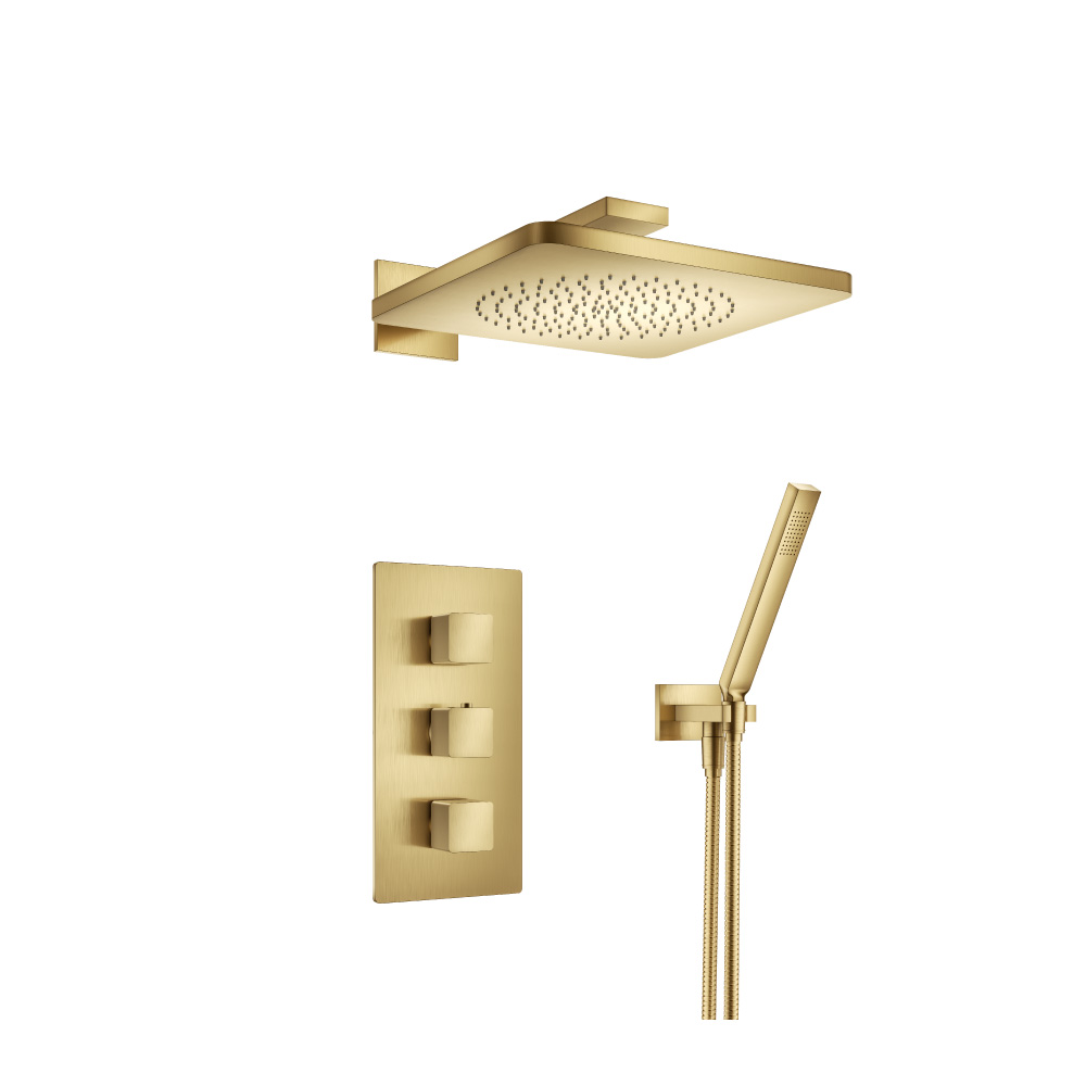 Two Output Shower Set With Shower Head And Hand Held | Satin Brass PVD