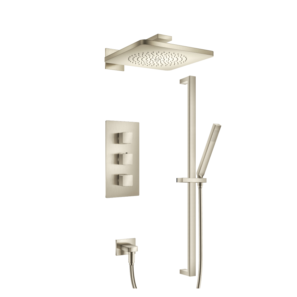 Two Output Shower Set With Shower Head, Hand Held And Slide Bar | Brushed Nickel PVD