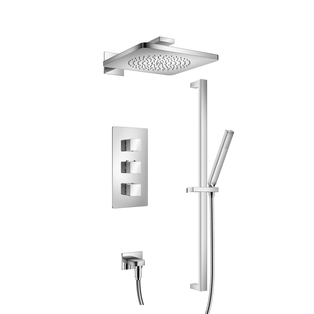 Two Output Shower Set With Shower Head, Hand Held And Slide Bar | Chrome