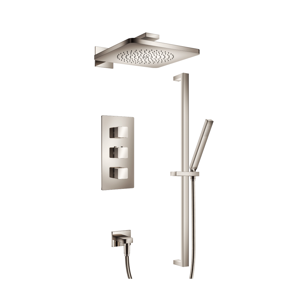 Two Output Shower Set With Shower Head, Hand Held And Slide Bar | Polished Nickel PVD