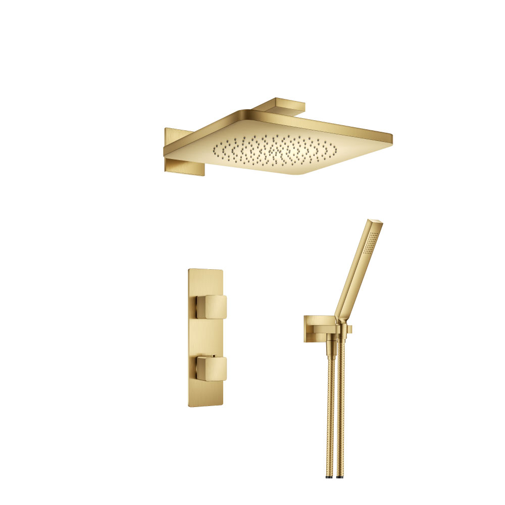 Two Output Shower Set With Shower Head And Hand Held | Satin Brass PVD