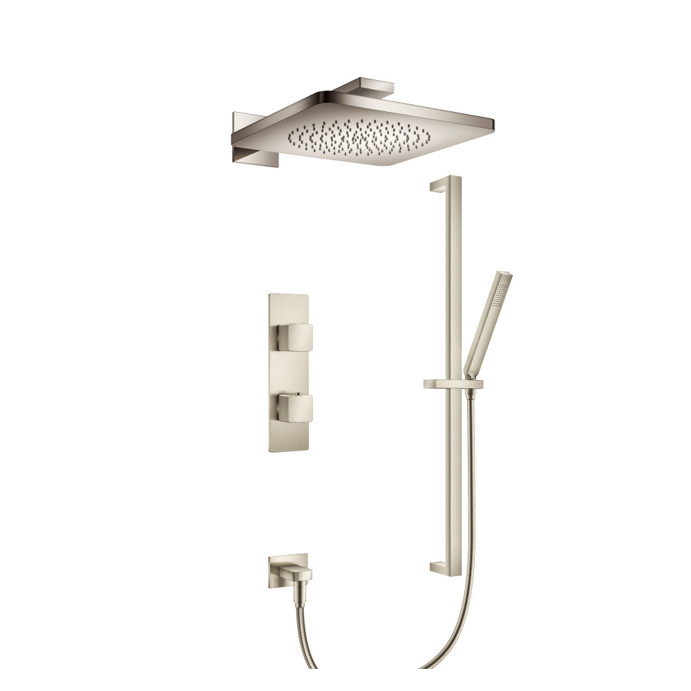 Two Output Shower Set With Shower Head, Hand Held And Slide Bar | Brushed Nickel PVD