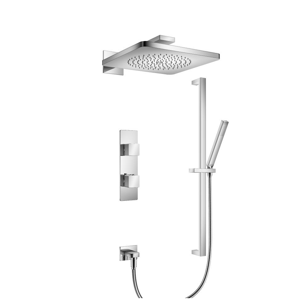 Two Output Shower Set With Shower Head, Hand Held And Slide Bar | Chrome