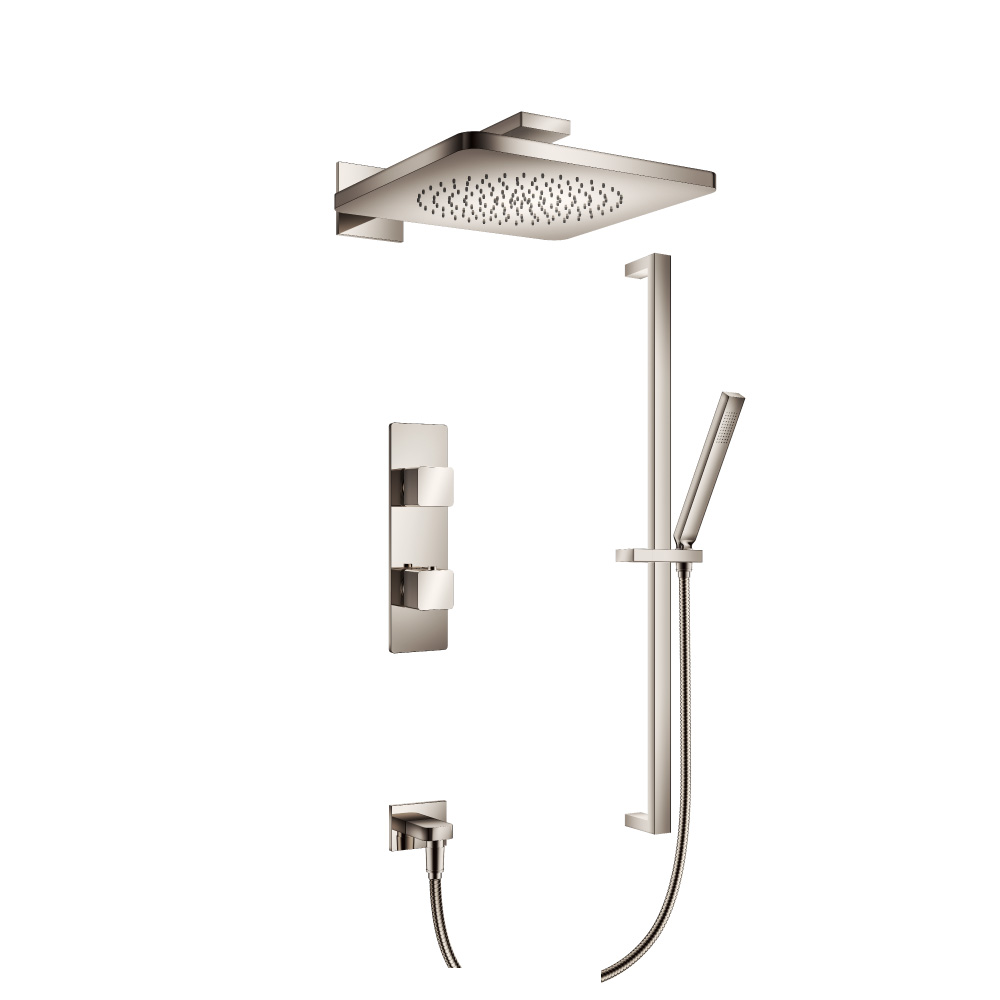 Two Output Shower Set With Shower Head, Hand Held And Slide Bar | Polished Nickel PVD