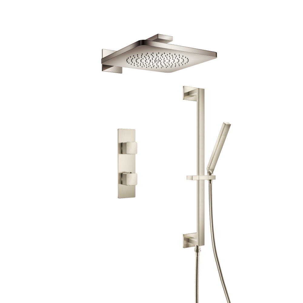 Two Output Shower Set With Shower Head, Hand Held And Slide Bar | Brushed Nickel PVD