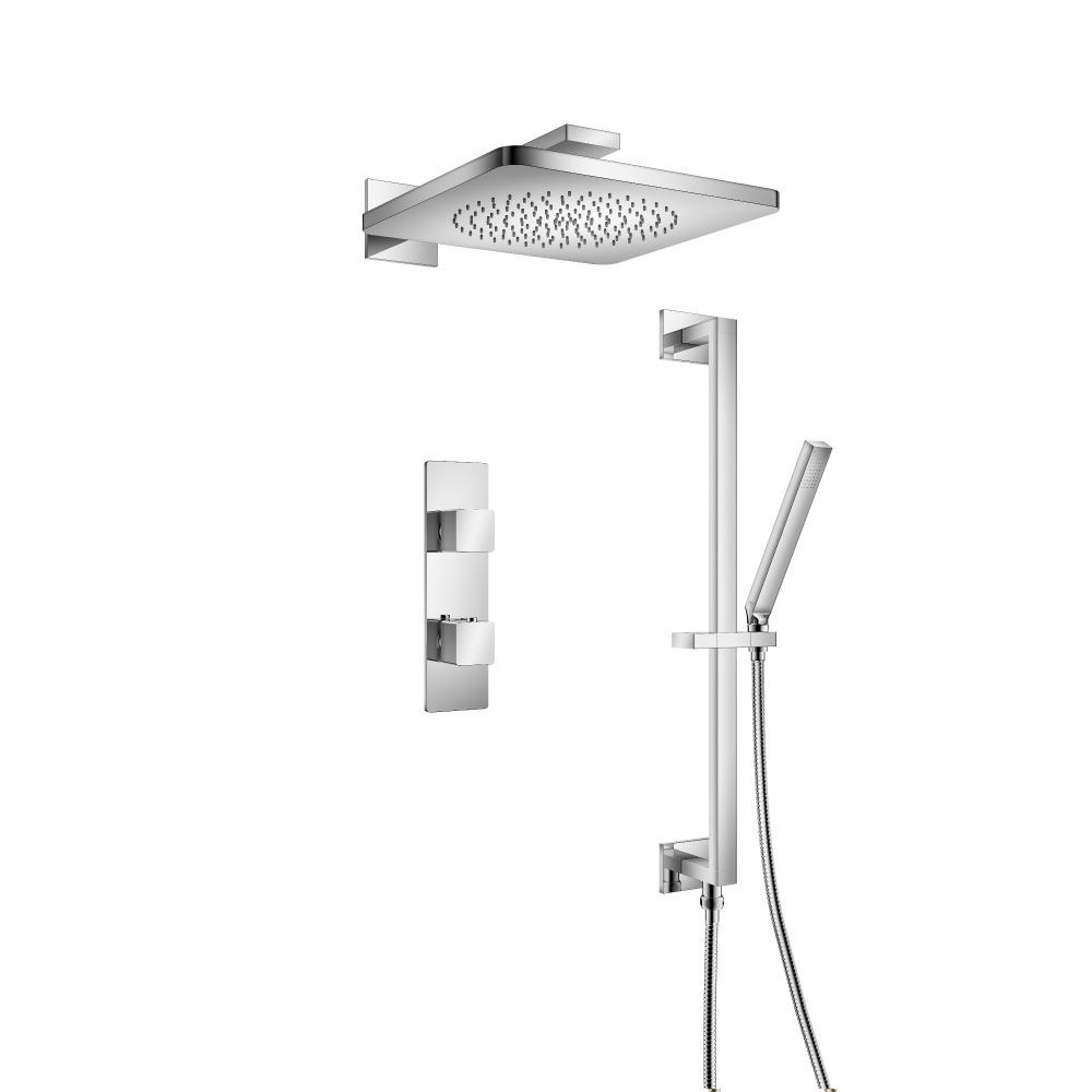 Two Output Shower Set With Shower Head, Hand Held And Slide Bar | Chrome