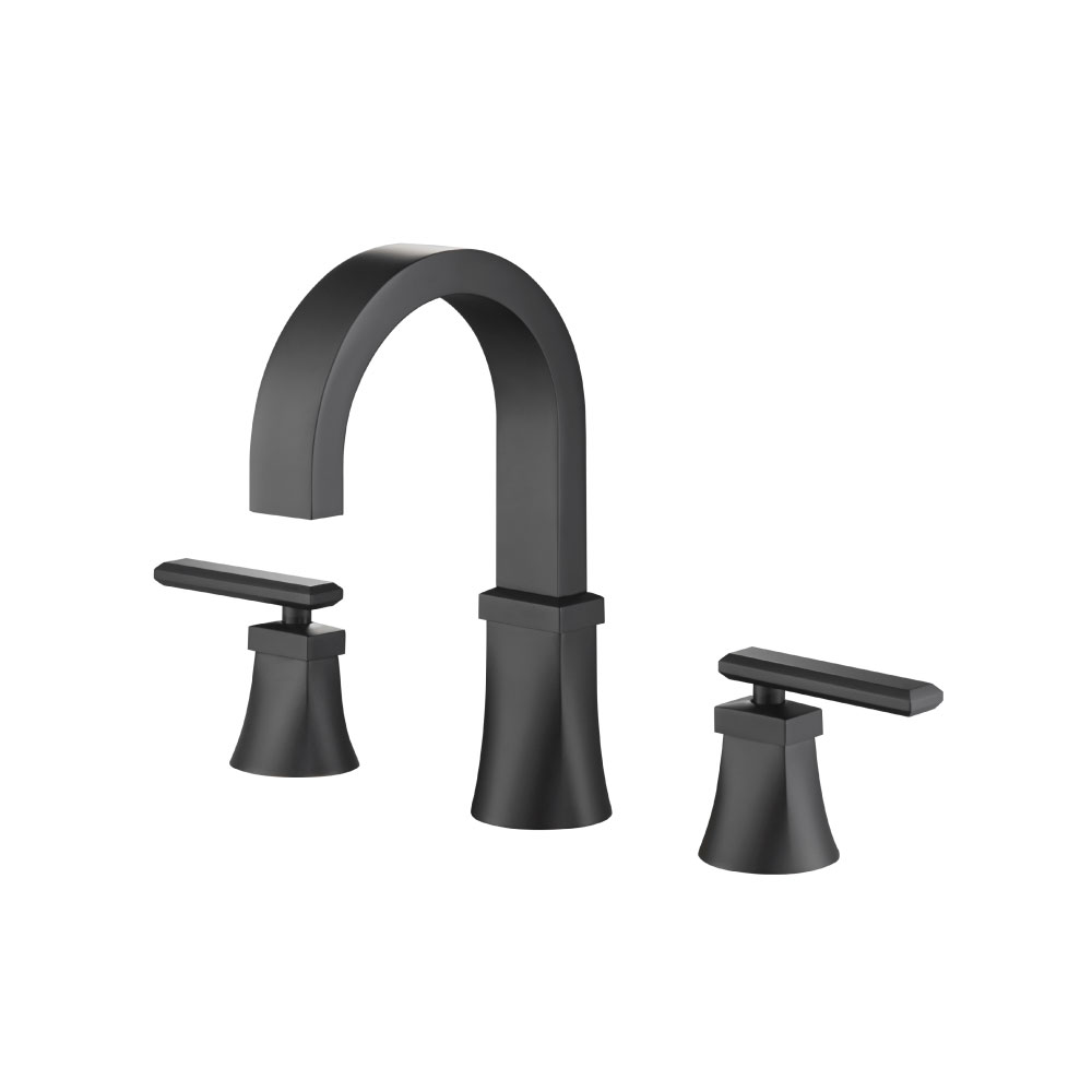 Three Hole 8" Widespread Two Handle Bathroom Faucet | Matte Black