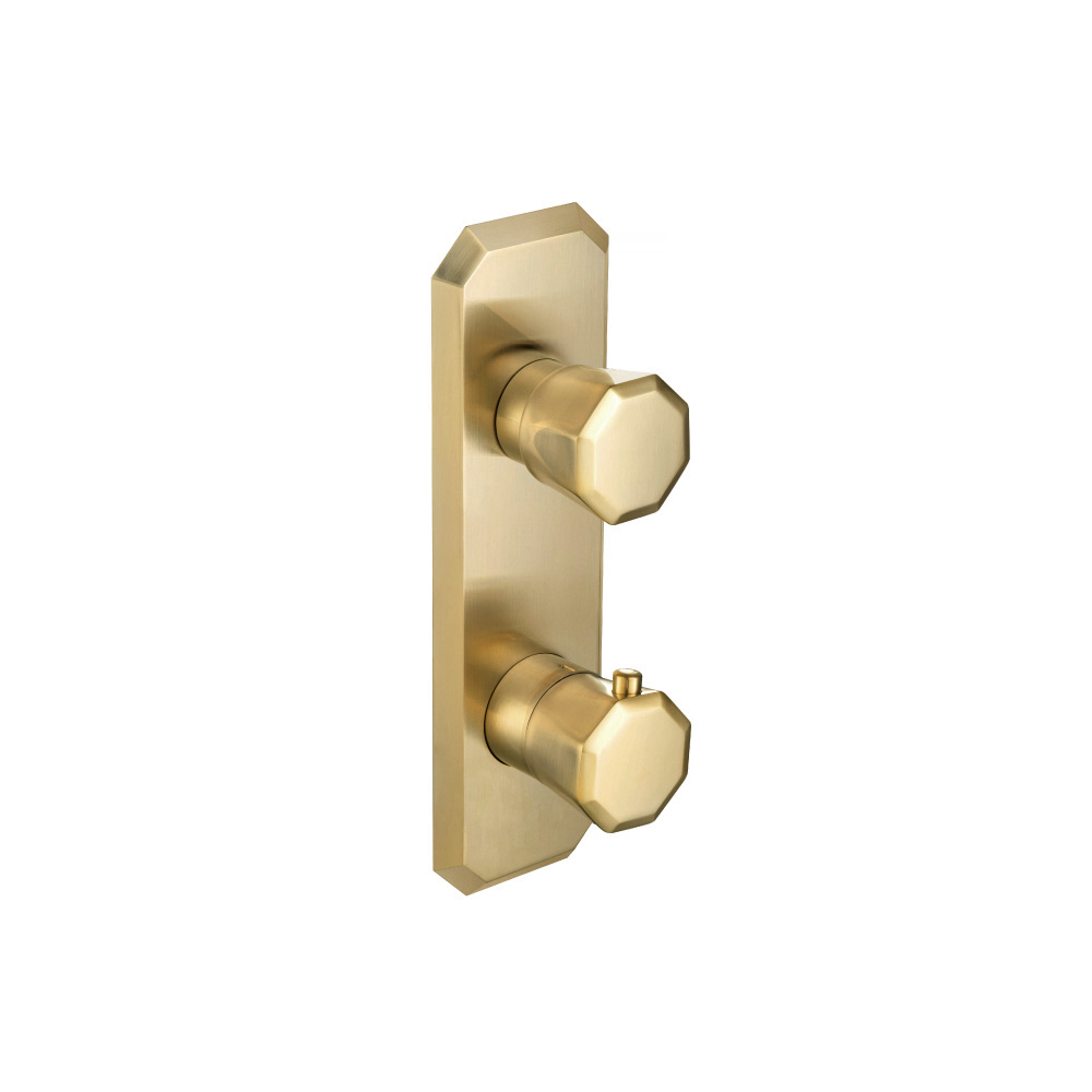 3/4" Thermostatic Shower Valve & Trim  - 3-Output | Satin Brass PVD