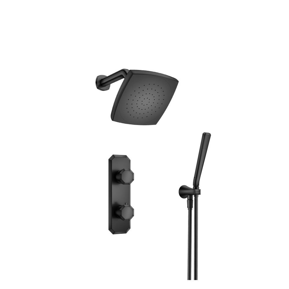 Two Output Shower Set With Shower Head And Hand Held | Matte Black