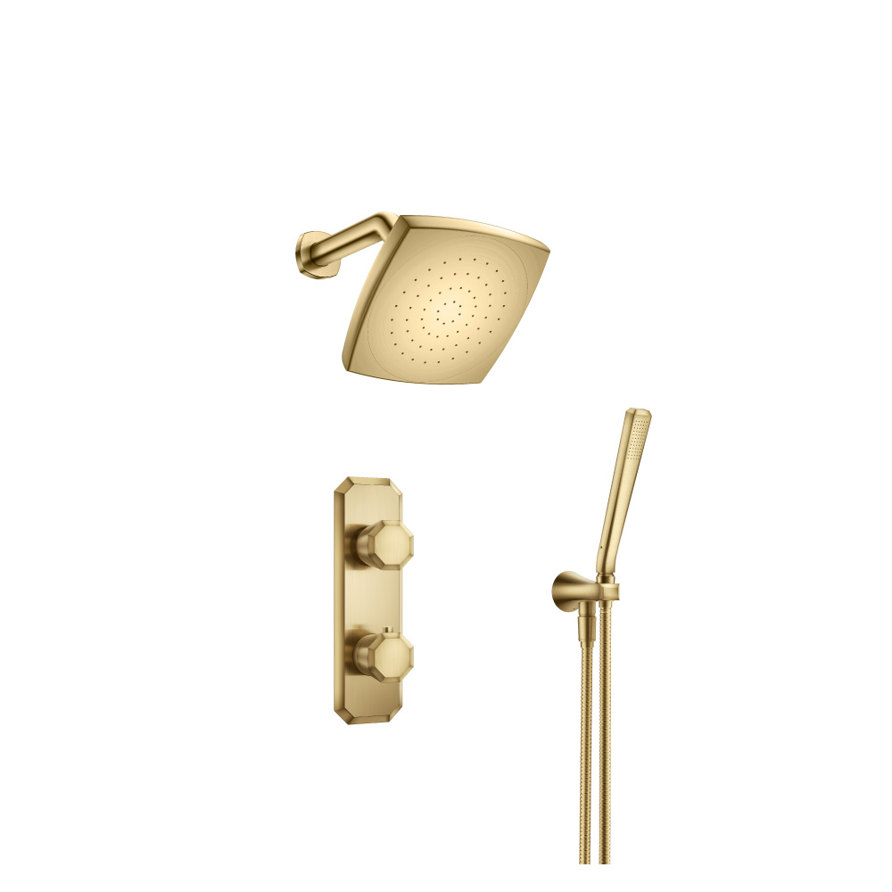 Two Output Shower Set With Shower Head And Hand Held | Satin Brass PVD