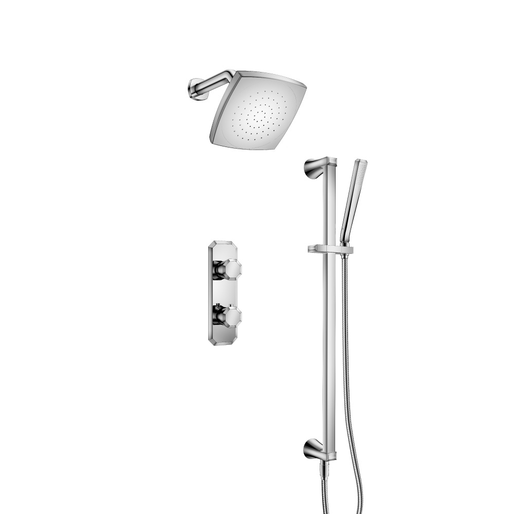 Two Output Shower Set With Shower Head, Hand Held And Slide Bar | Chrome